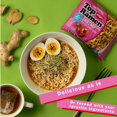 NISSIN Top Ramen shrimp bowl ready to eat with comforting flavor.