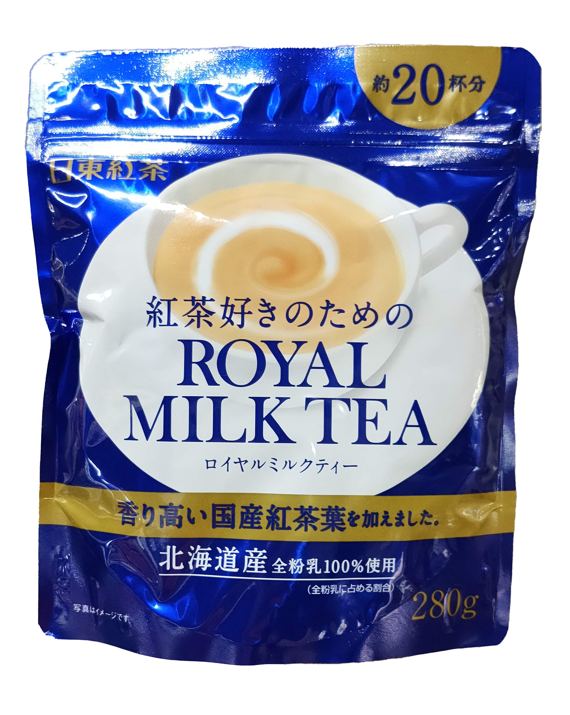 Nitto Kocha Instant Royal Milk Tea jar front, premium quality and convenience.