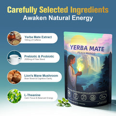 NIUSISE Yerba Mate Instant Tea Peach Mango glass with refreshing color and aroma