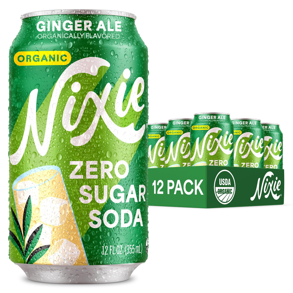 Nixie organic zero sugar ginger ale can for calorie-free refreshment