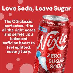 Nixie Organic Zero Sugar Soda pour shot, showcasing crisp bubbles and clean ingredients.