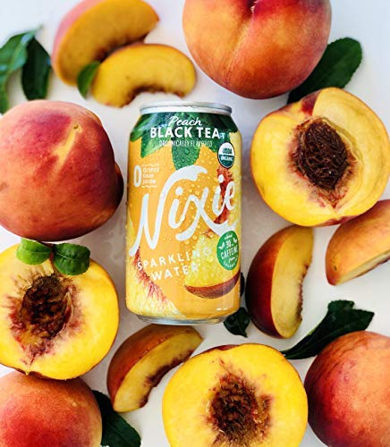 Nixie label close-up highlighting organic ingredients and peach black tea profile