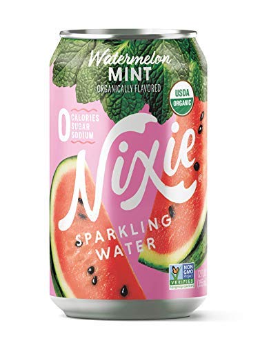 Nixie Sparkling Water Watermelon Mint bottle side view ideal for on-the-go