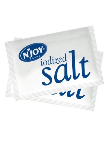 N'Joy salt packets with 0.5g portions for precise seasoning in meals.