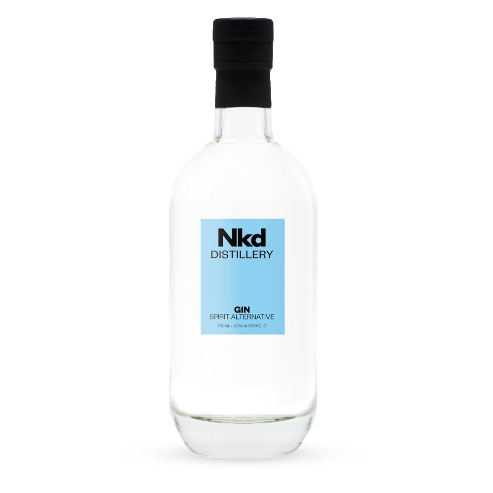 NKD Distillery NKD Gin Non-Alcoholic Spirit bottle front highlighting citrus-forward aroma for cocktails.
