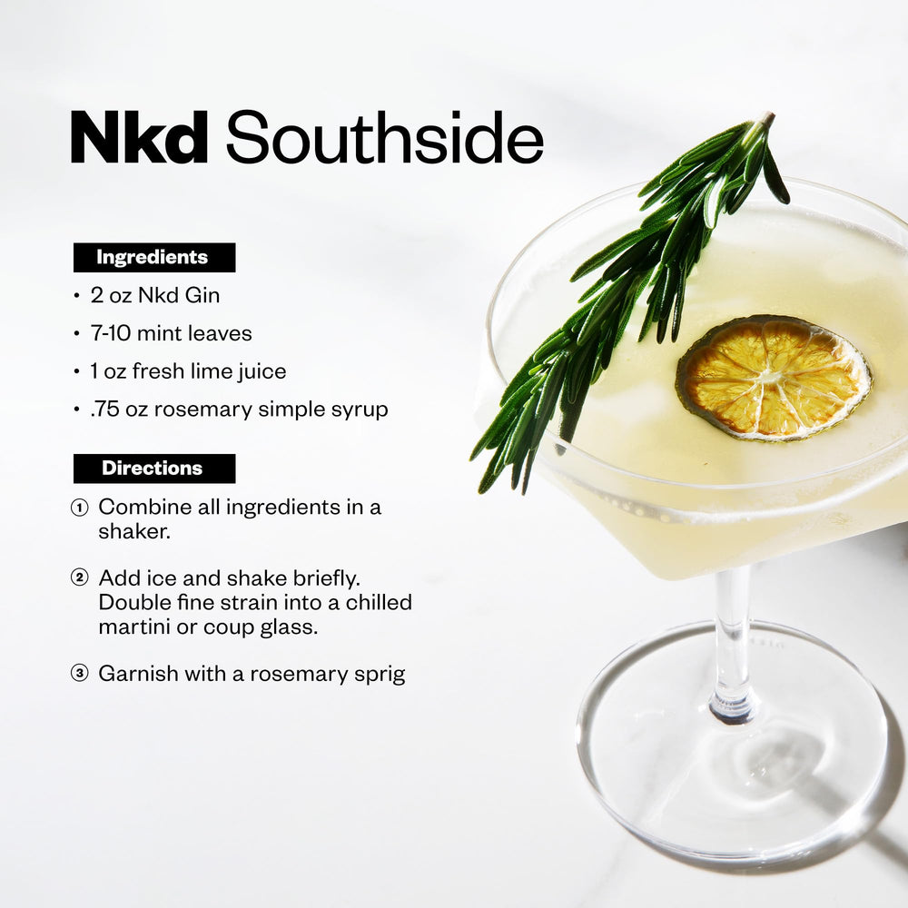 Glass with NKD Gin Non-Alcoholic Spirit and a bright botanical cocktail.