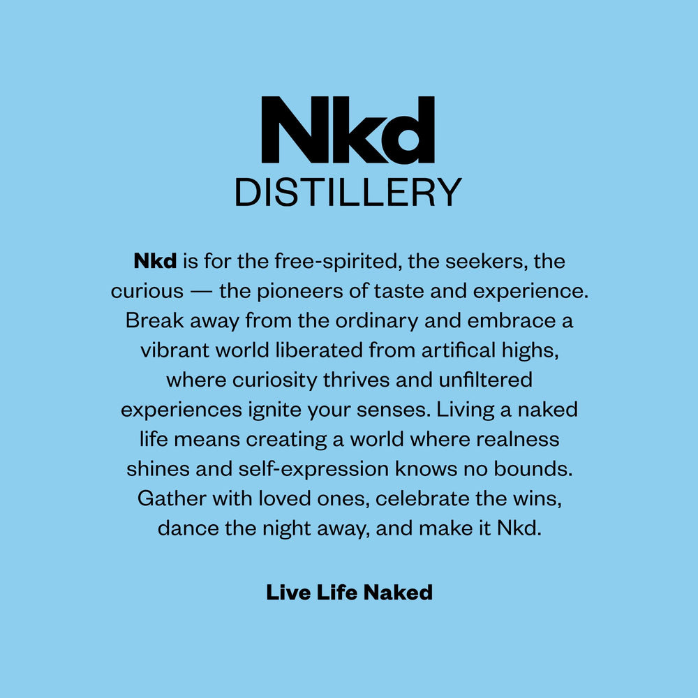 Packaging close-up of NKD Gin Non-Alcoholic Spirit showing design and labeling.