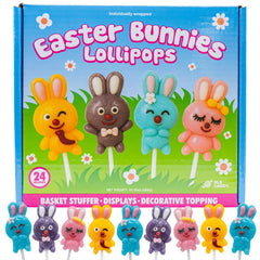 NLS Candy Co Easter Bunny Lollipops on display for baskets and hunts.