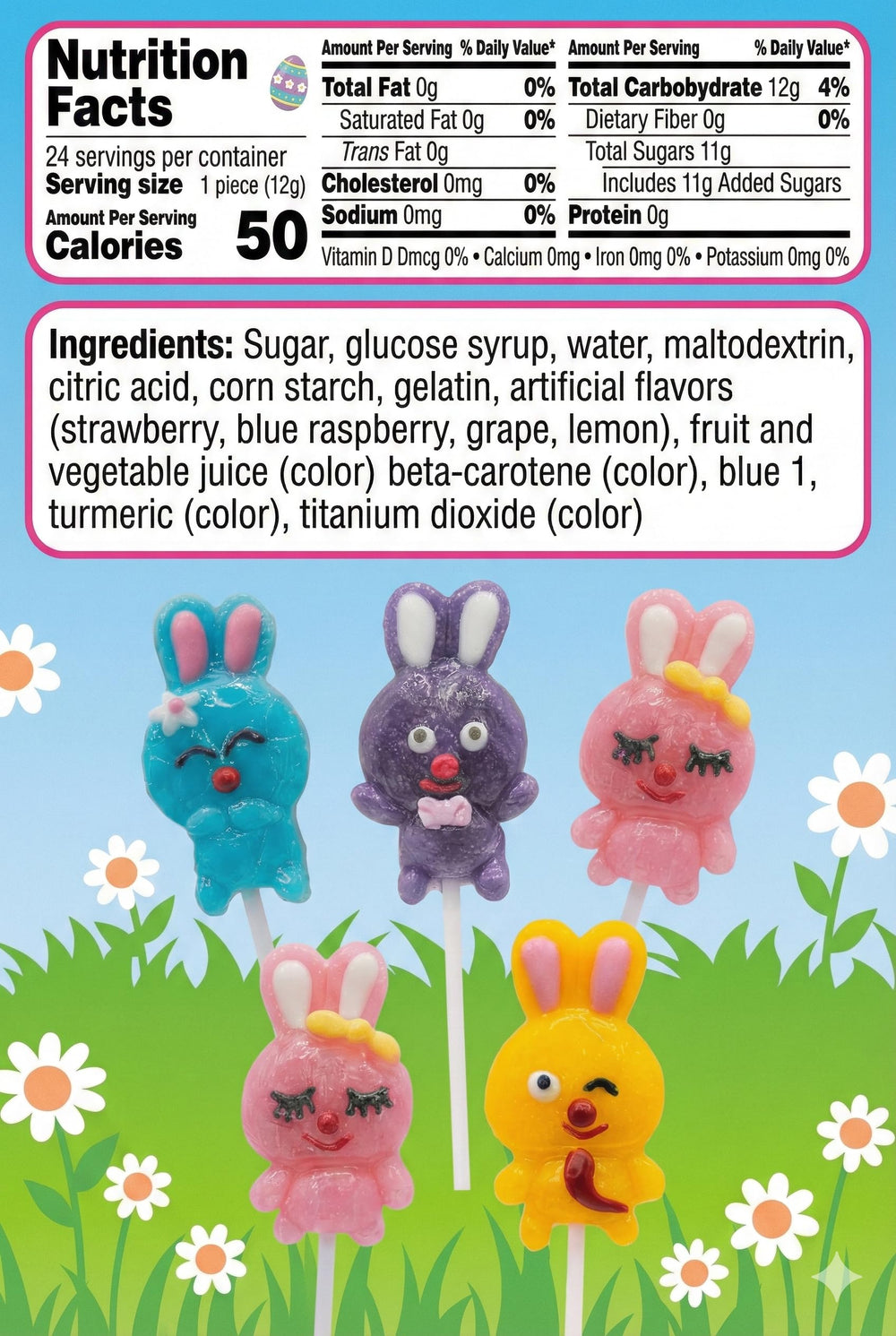 NLS Candy Co Easter Bunny Lollipops in assorted colors for festive displays.