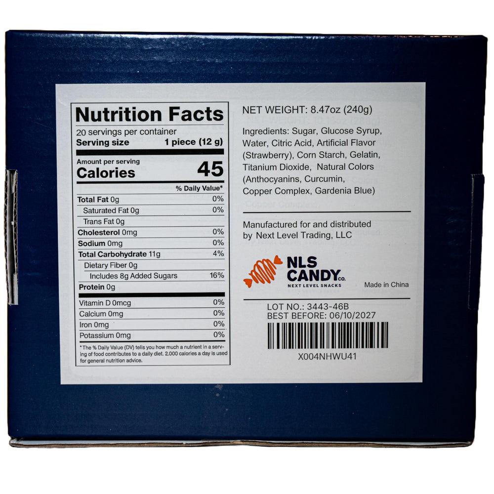 NLS Candy Co football lollipops strawberry close-up highlighting artificial dye-free flavor.
