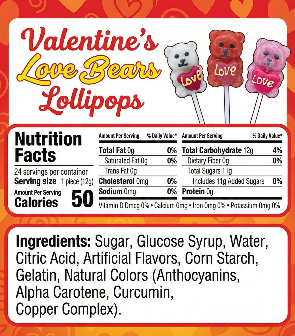 NLS Candy Co. Love Bear lollipops close-up of bear design