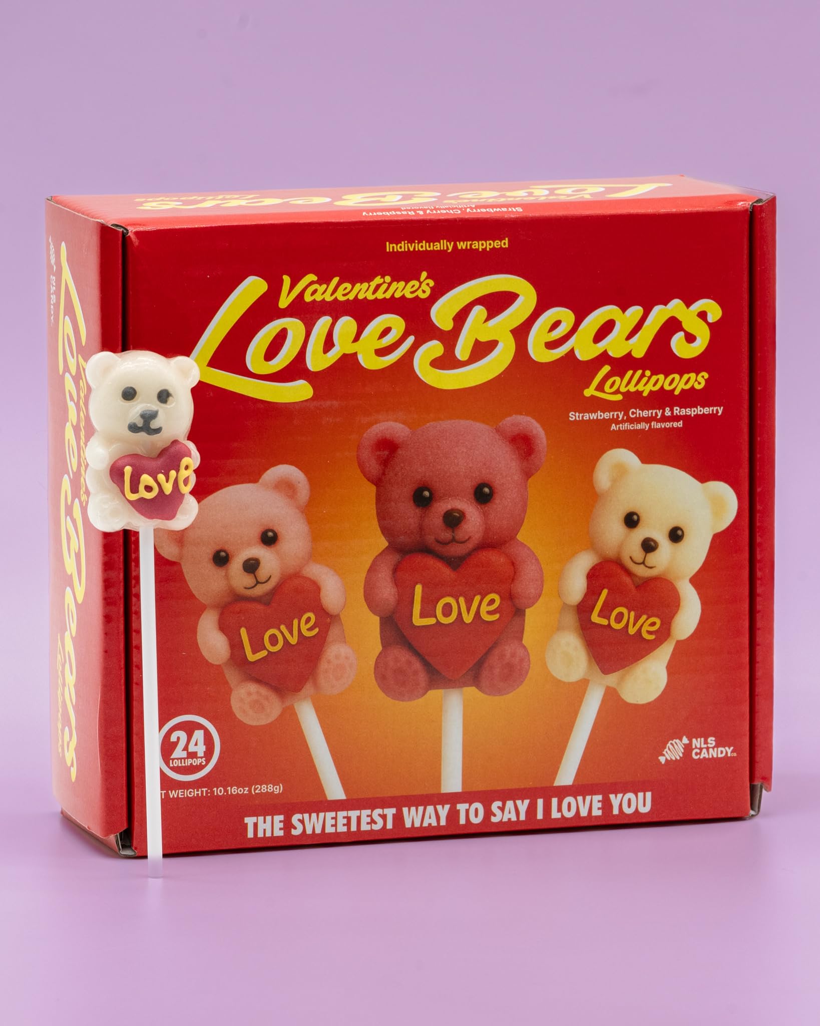 NLS Candy Co. Love Bear lollipops displayed on a tray for event serving