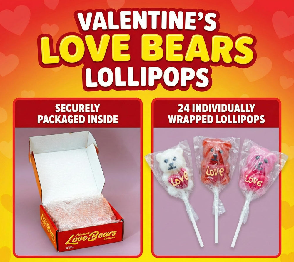 NLS Candy Co. Love Bear lollipops fresh bulk pack for events