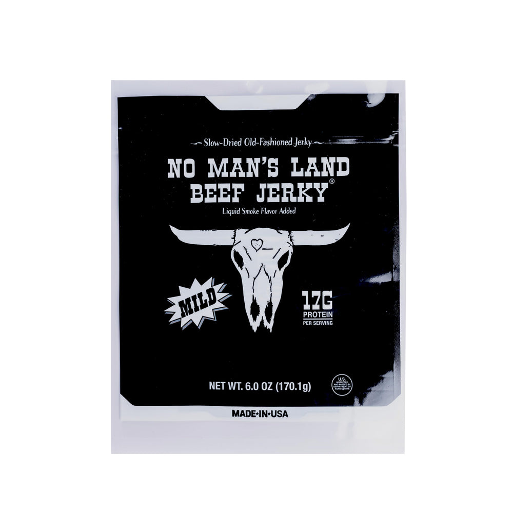 No Mans Land beef jerky bag mild flavor protein-packed on-the-go