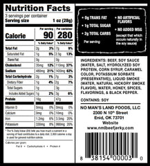 No Mans Land Black Pepper Jerky packaging highlights premium dry-cured texture.