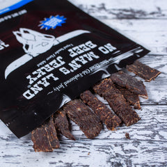 No Mans Land jerky serving idea shows on the go protein snack