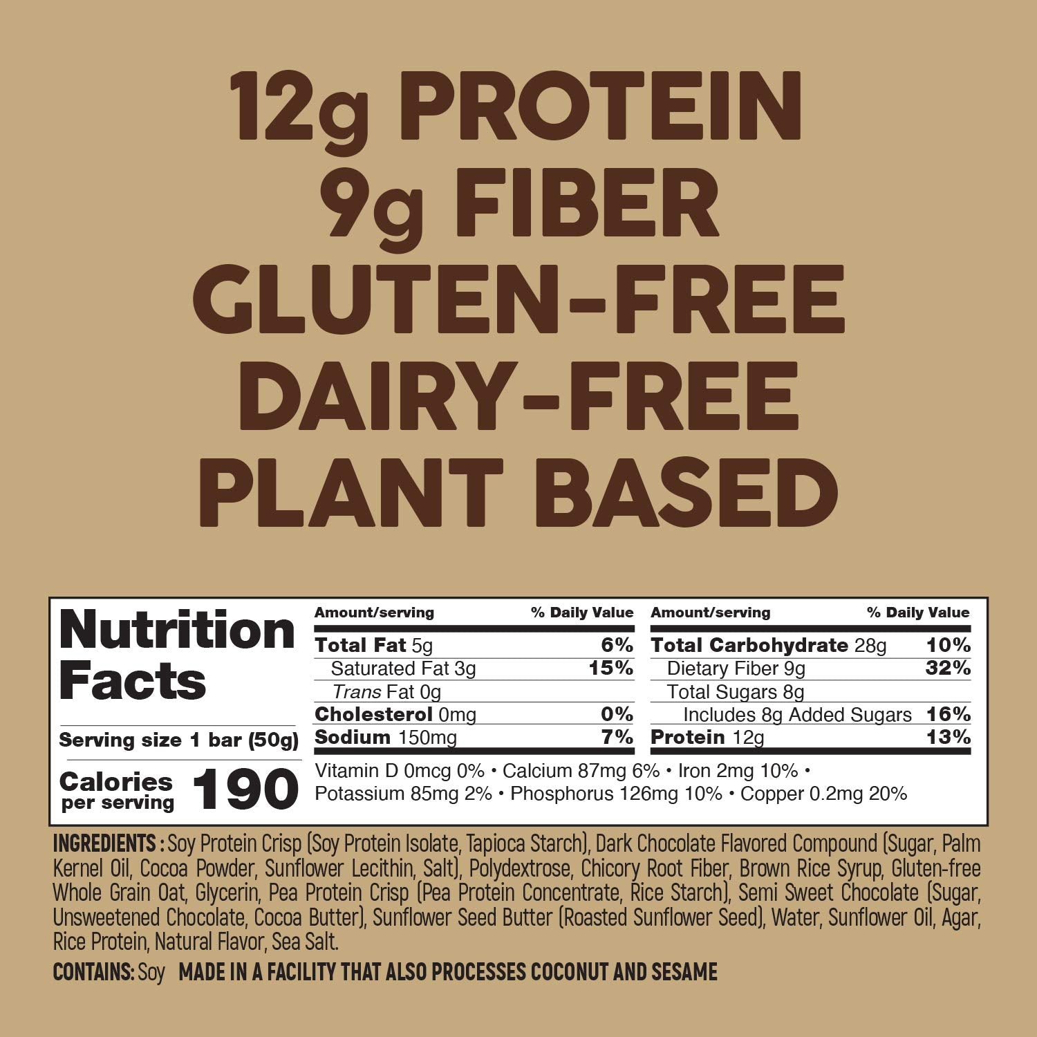Cross-section of No Nuts! bar reveals chewy center with chips.