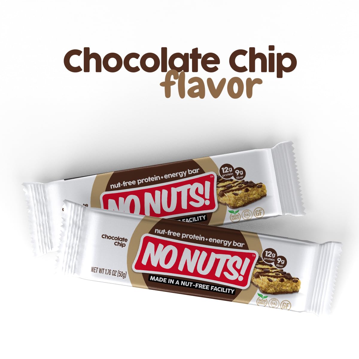 Ingredients list highlights plant-based protein in No Nuts! bar.