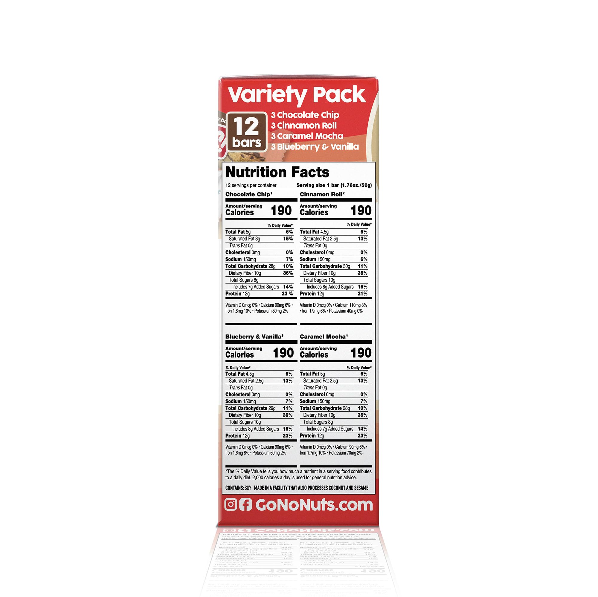 No Nuts! chocolate chip bar highlighting vegan and nut-free flavor