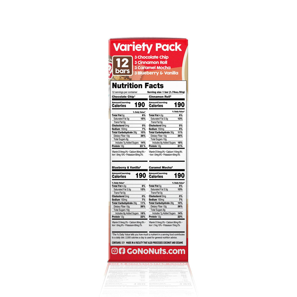 No Nuts! chocolate chip bar highlighting vegan and nut-free flavor