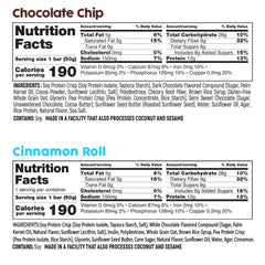 No Nuts! chocolate chip bar close-up, rich chocolatey flavor.