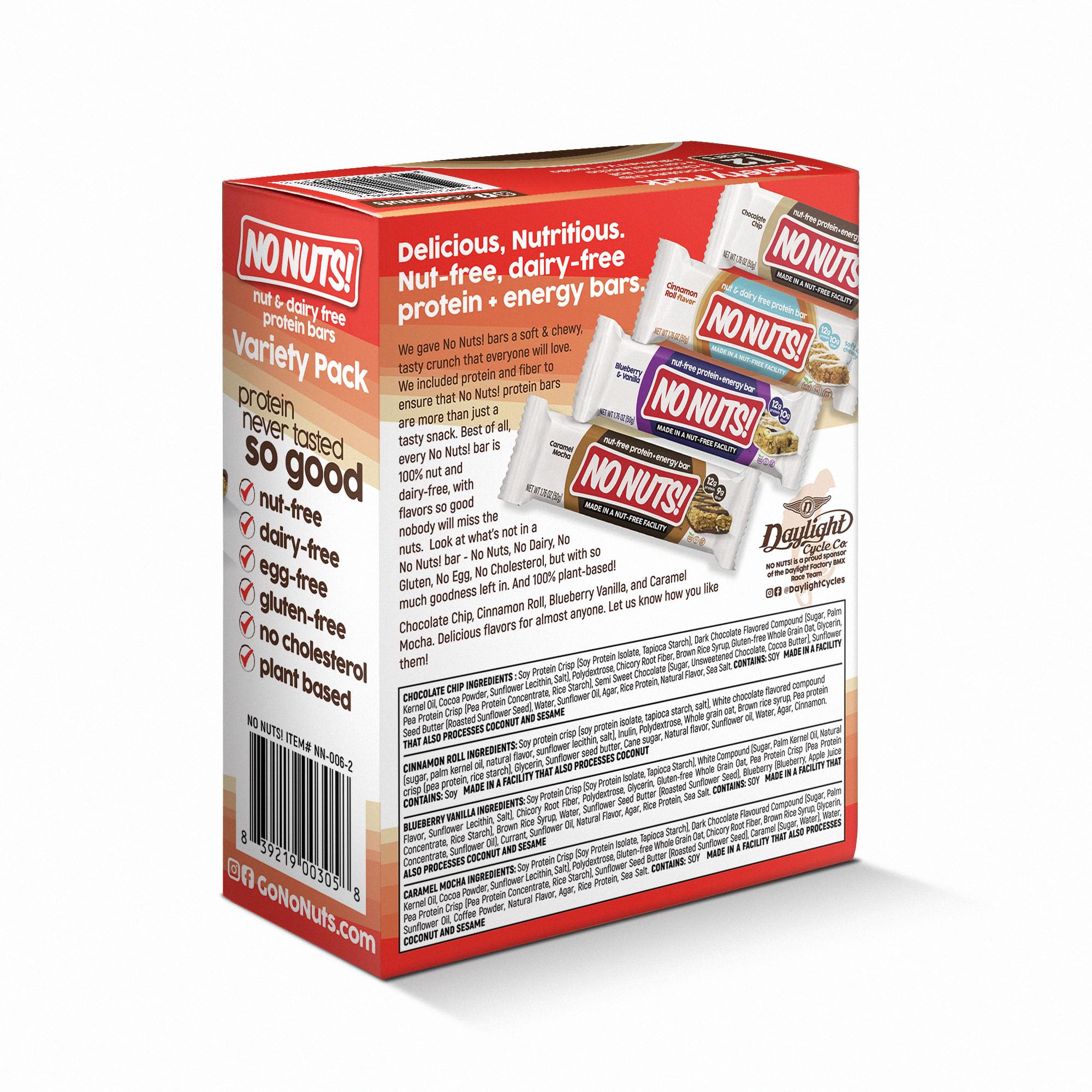 No Nuts! kosher organic bar representing quality certifications