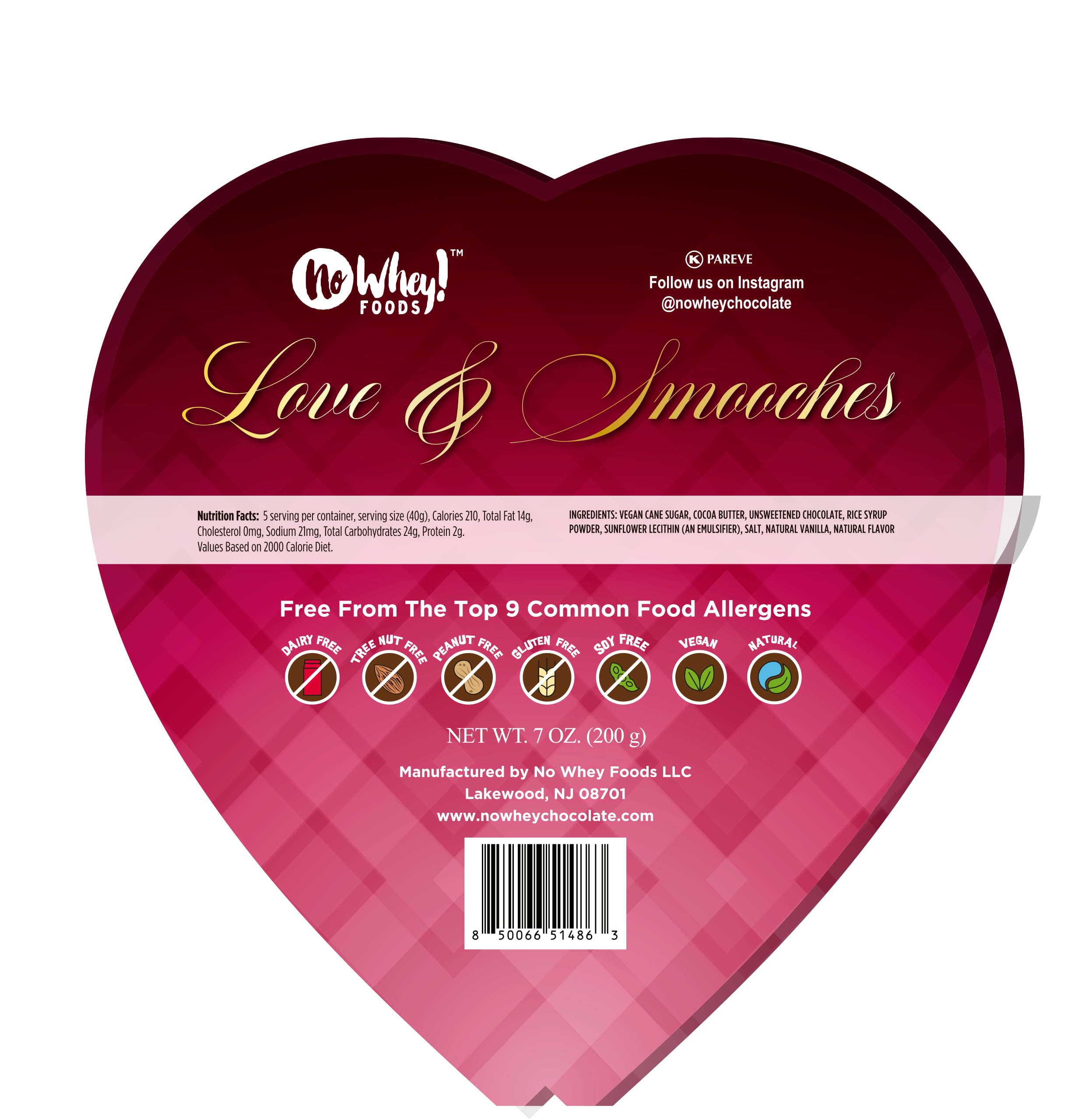 Close-up of vegan chocolates in shiny wrappers, allergy-friendly and dairy-free from No Whey! Foods.