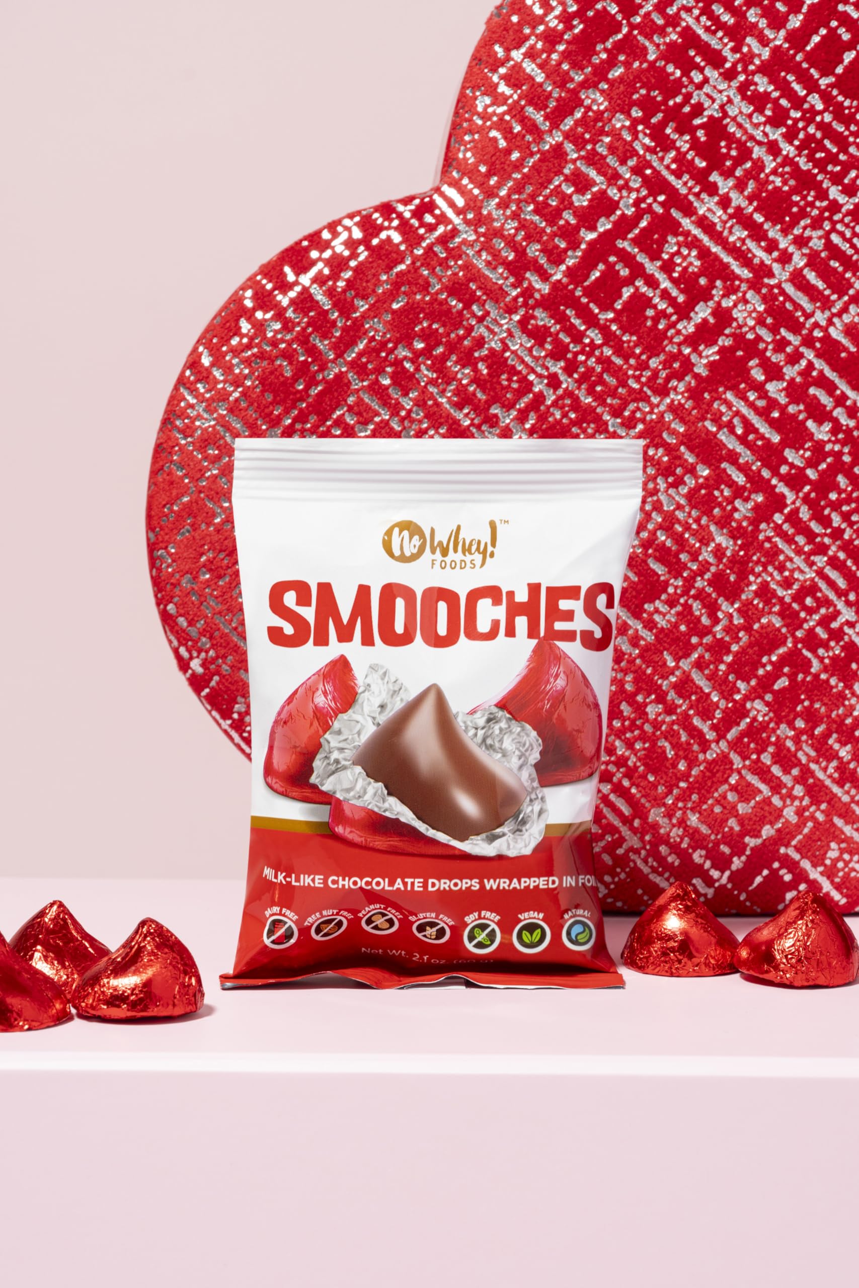 No Whey! Red Smooches in a holiday gift pouch for sharing at parties and stocking stuffers