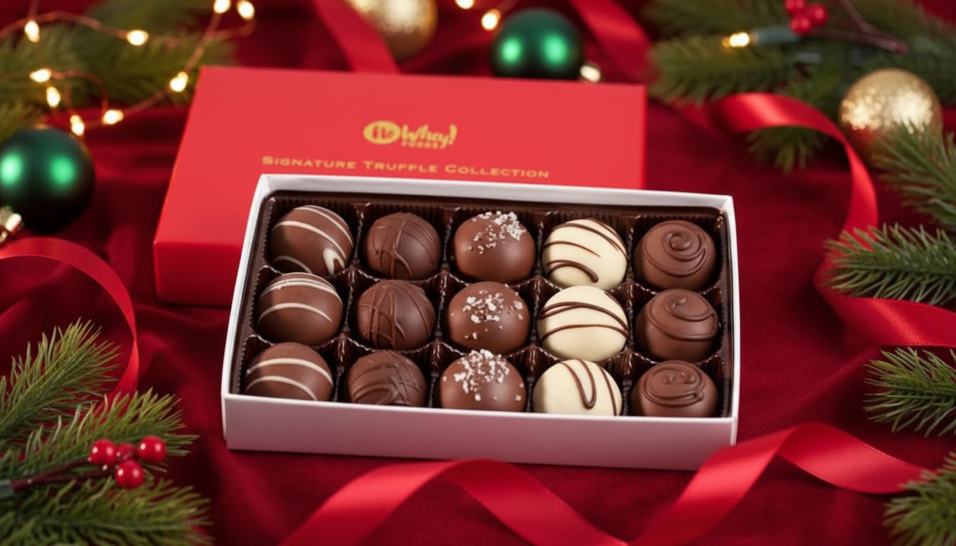 15-piece No Whey! Signature Truffles collection highlights festive gifting appeal.