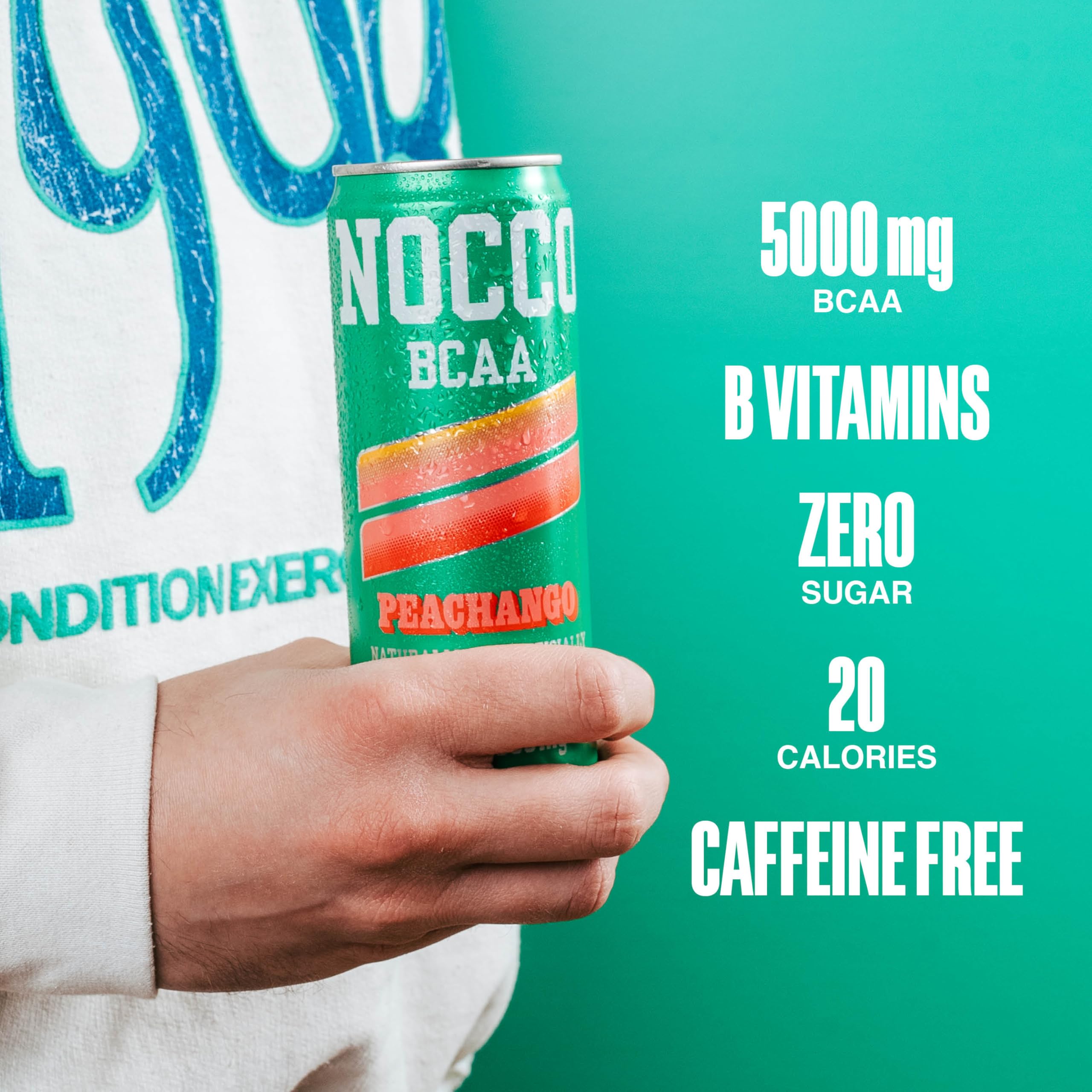 NOCCO Peachango BCAA pack of 12 for convenient on-the-go hydration.