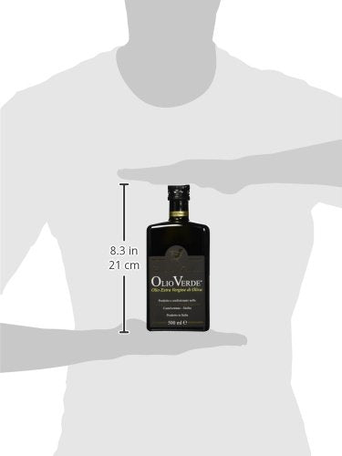 Olio Verde features Nocellara del Belice olives from Sicily signaling premium origin.