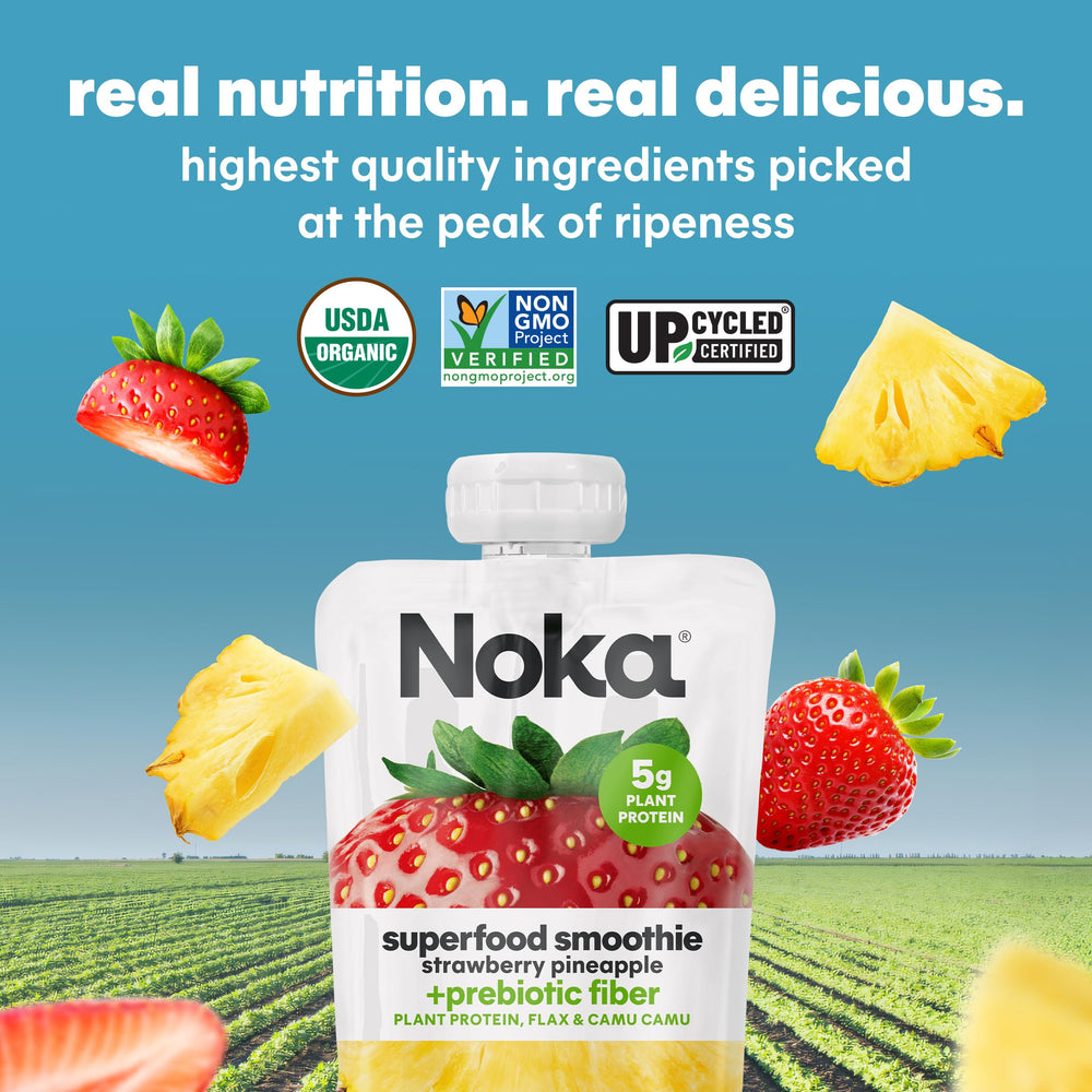 NOKA 4-pack strawberry pineapple smoothies on shelf