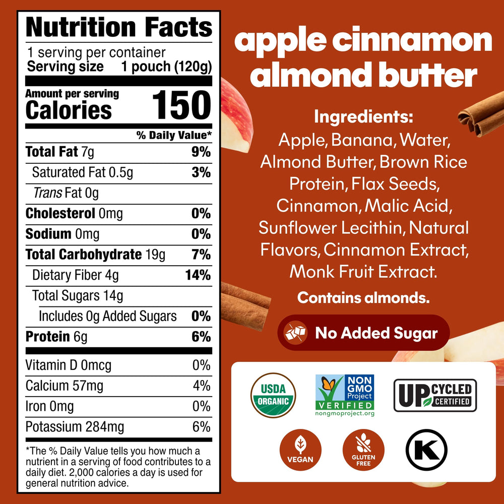 NOKA Apple Banana Almond smoothie pouch, refreshing fruit blend for kids and adults