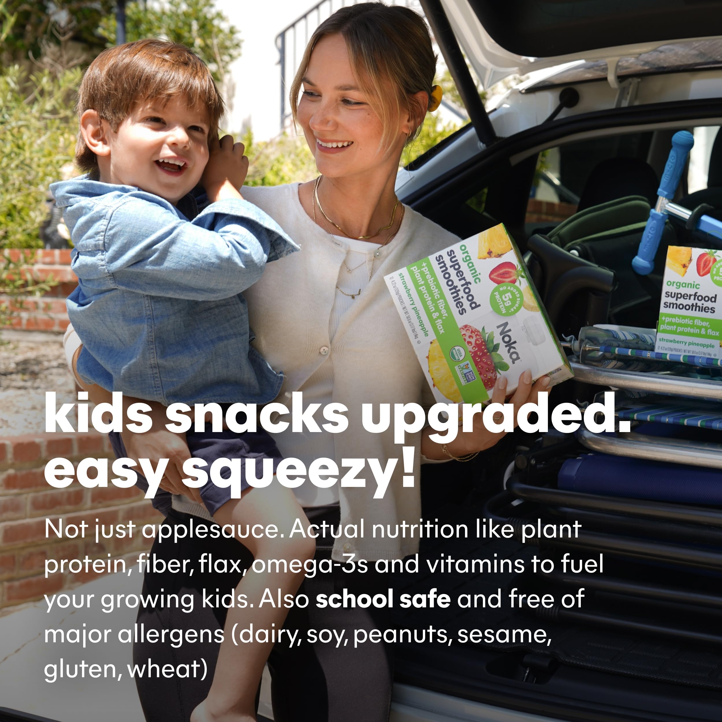 NOKA smoothie pouch being opened for quick breakfast or hike