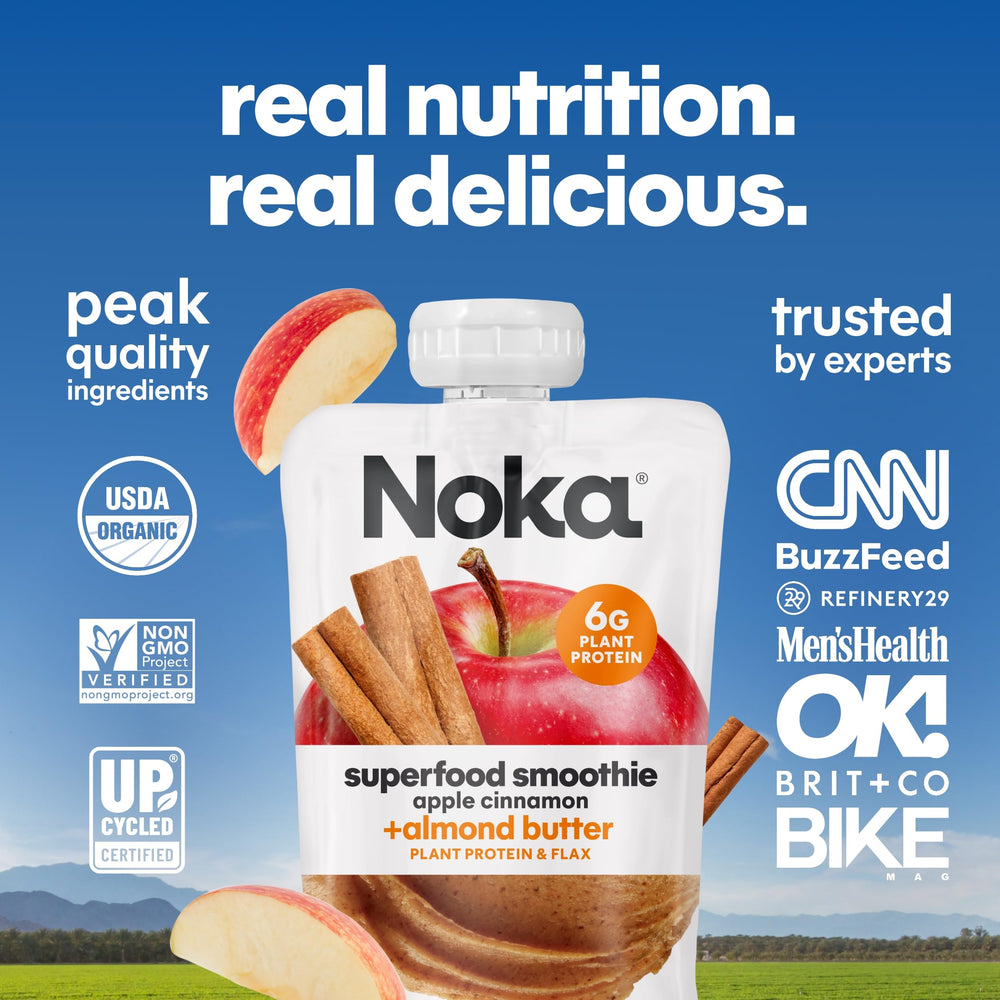 NOKA Plant protein and flax background emphasizes omega-3 content.