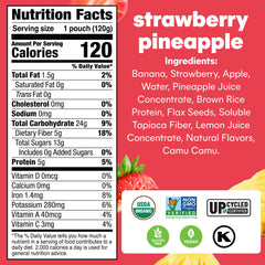 NOKA smoothie pouch back showing nutrition highlights for quick reference