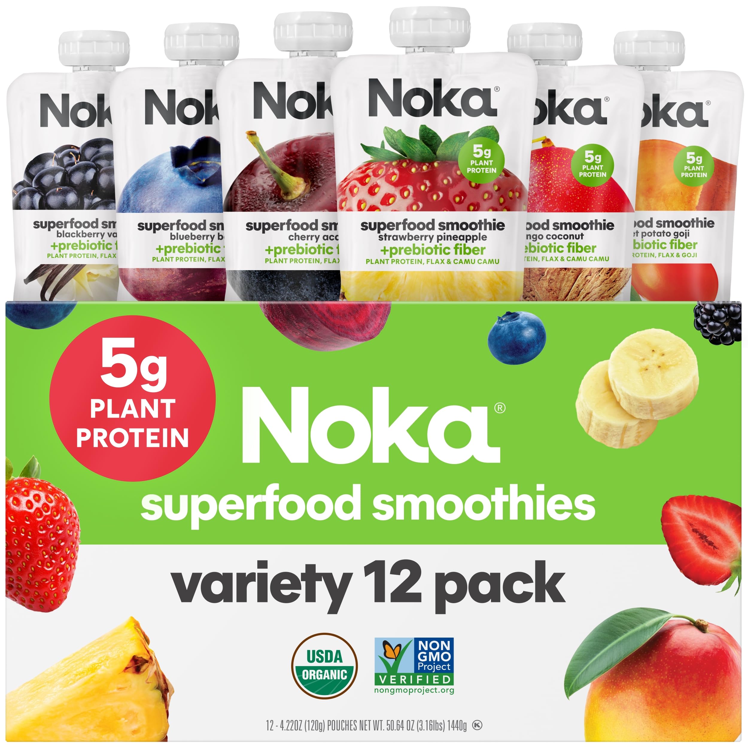 NOKA strawberry pineapple smoothie pouch for on the go energy and fruity flavor