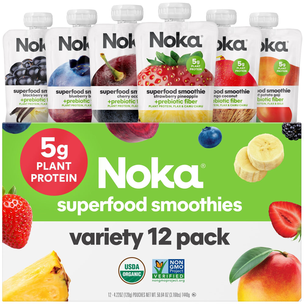 NOKA strawberry pineapple smoothie pouch for on the go energy and fruity flavor