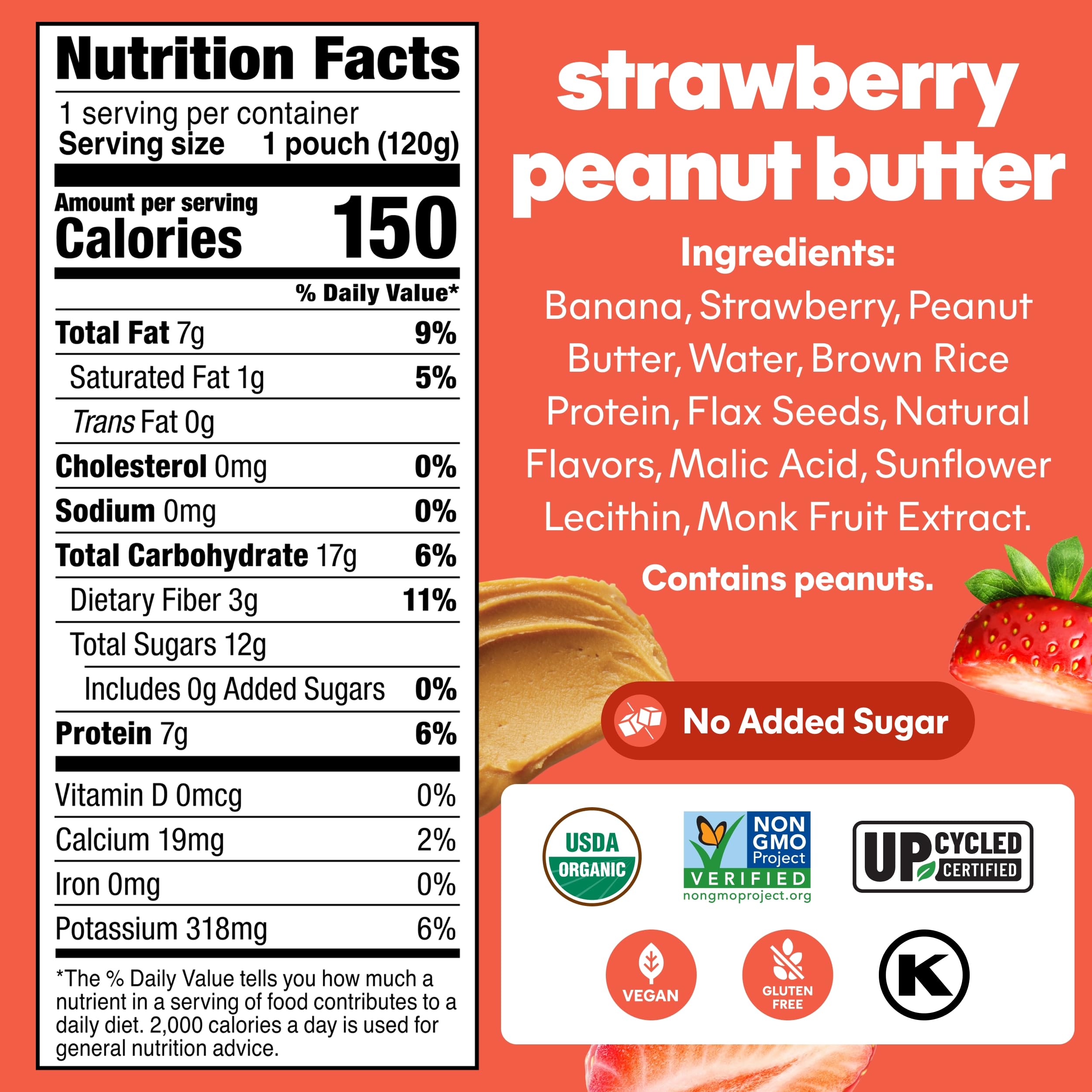 NOKA collection of strawberry peanut butter smoothie pouches