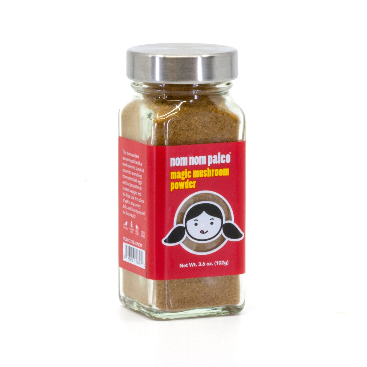Nom Nom Paleo Magic Mushroom Seasoning Powder jar adds savory depth to meals
