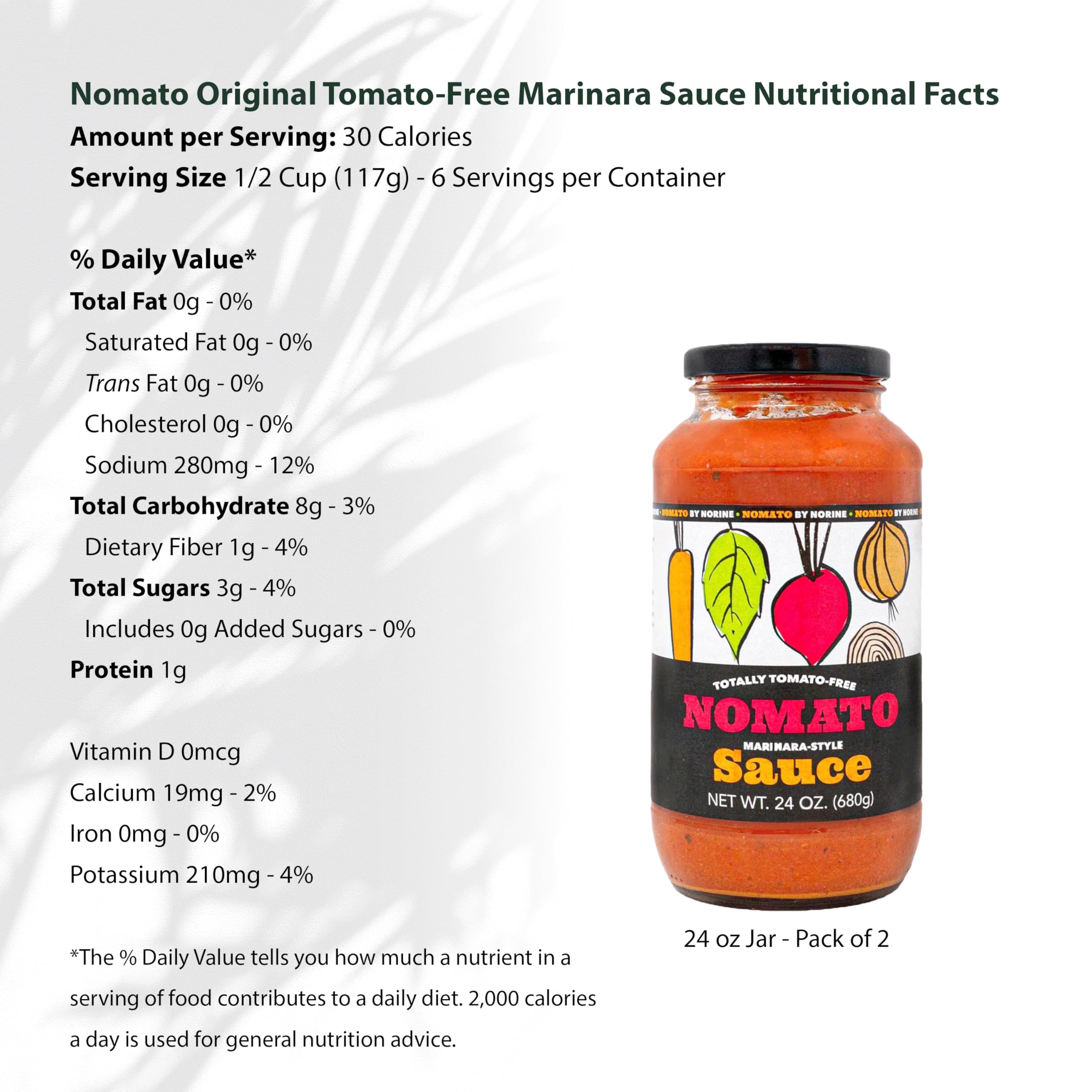 Nomato Original tomato-free marinara served over pasta, flavorful alternative for sensitive diets.