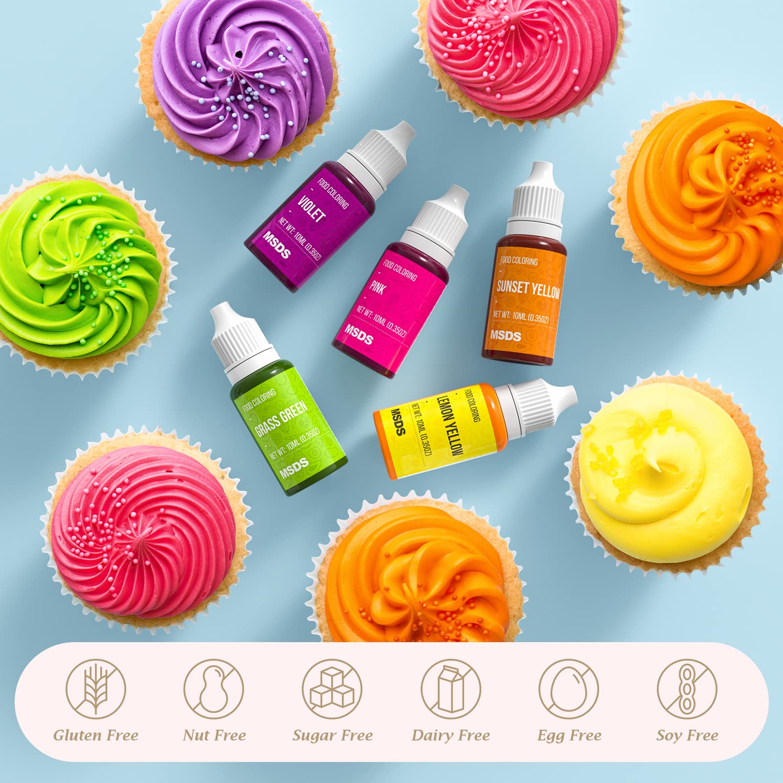 Nomeca 12-color grass green color set for fresh fondant details.