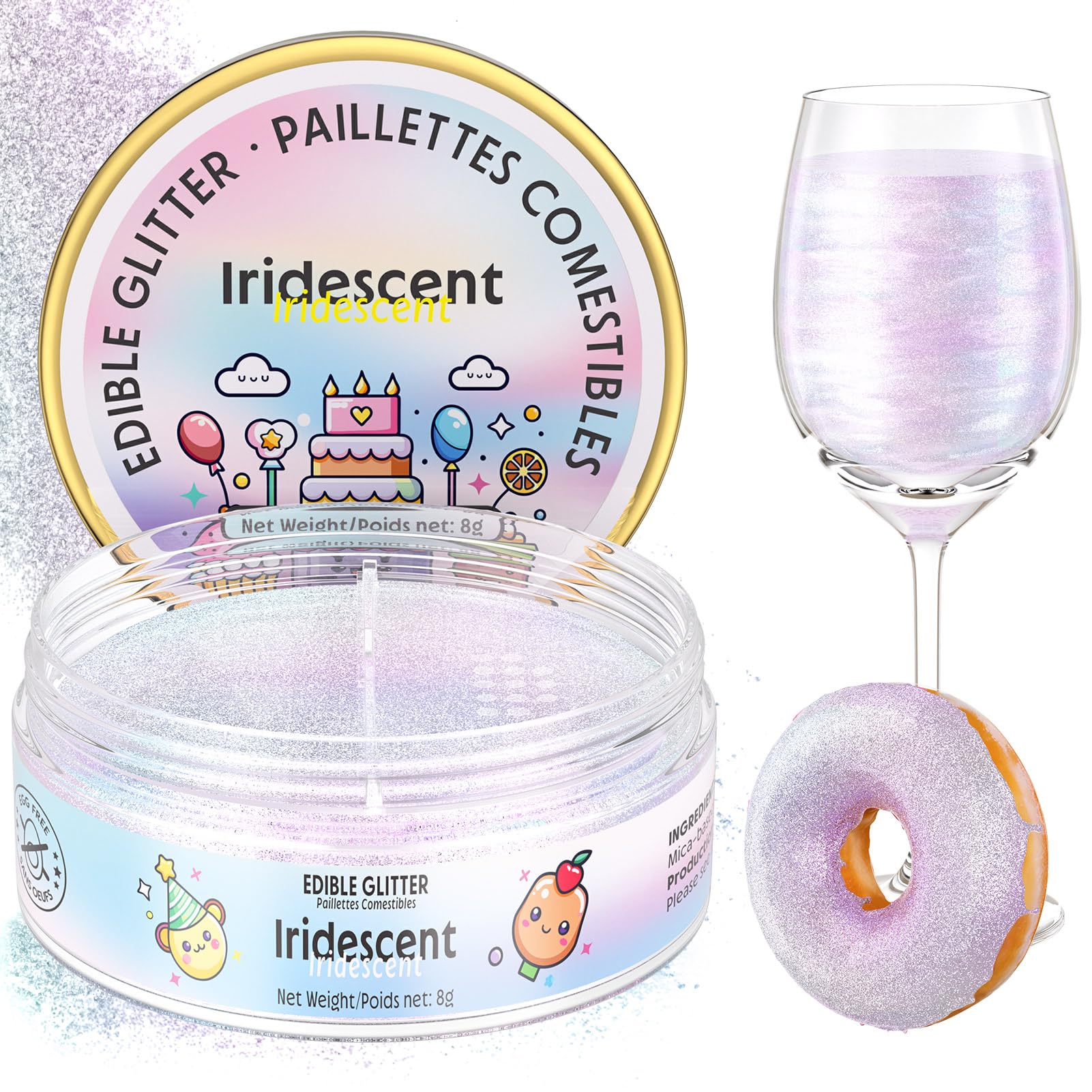 Nomeca edible glitter bottle-pour shows easy sprinkling for drinks and desserts