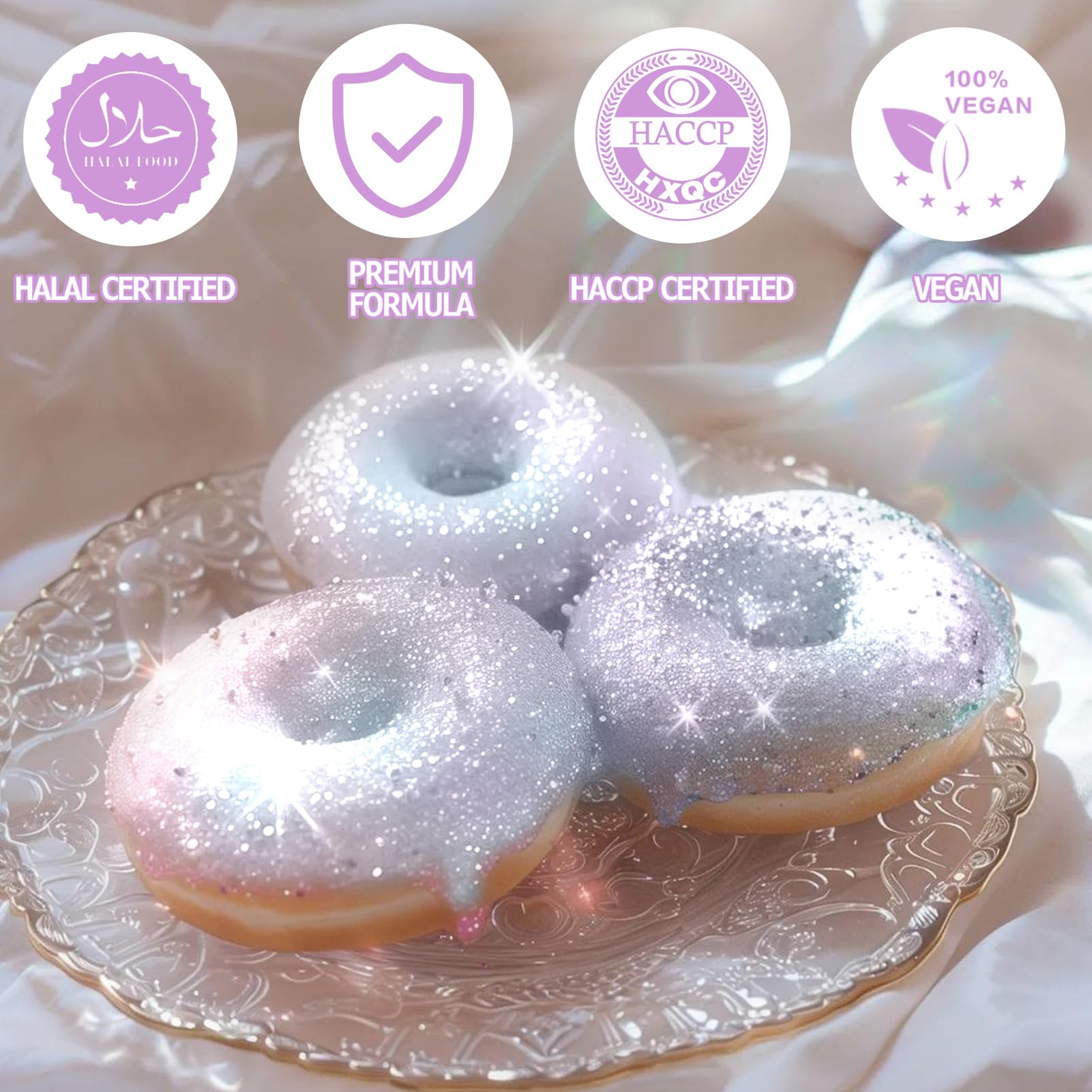 Nomeca edible glitter cake-decoration adds shimmering color to desserts