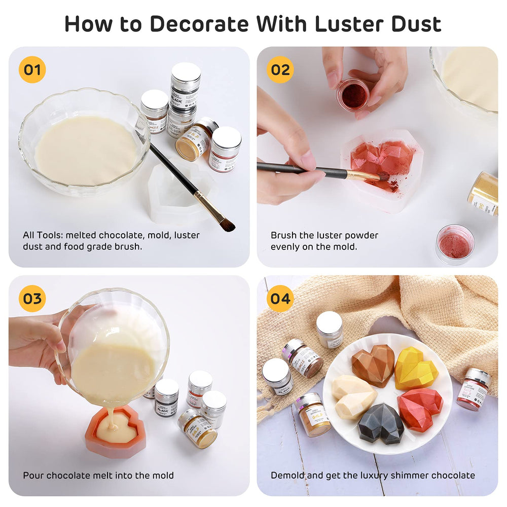 Nomeca luster dust diluted becomes edible metallic paint.