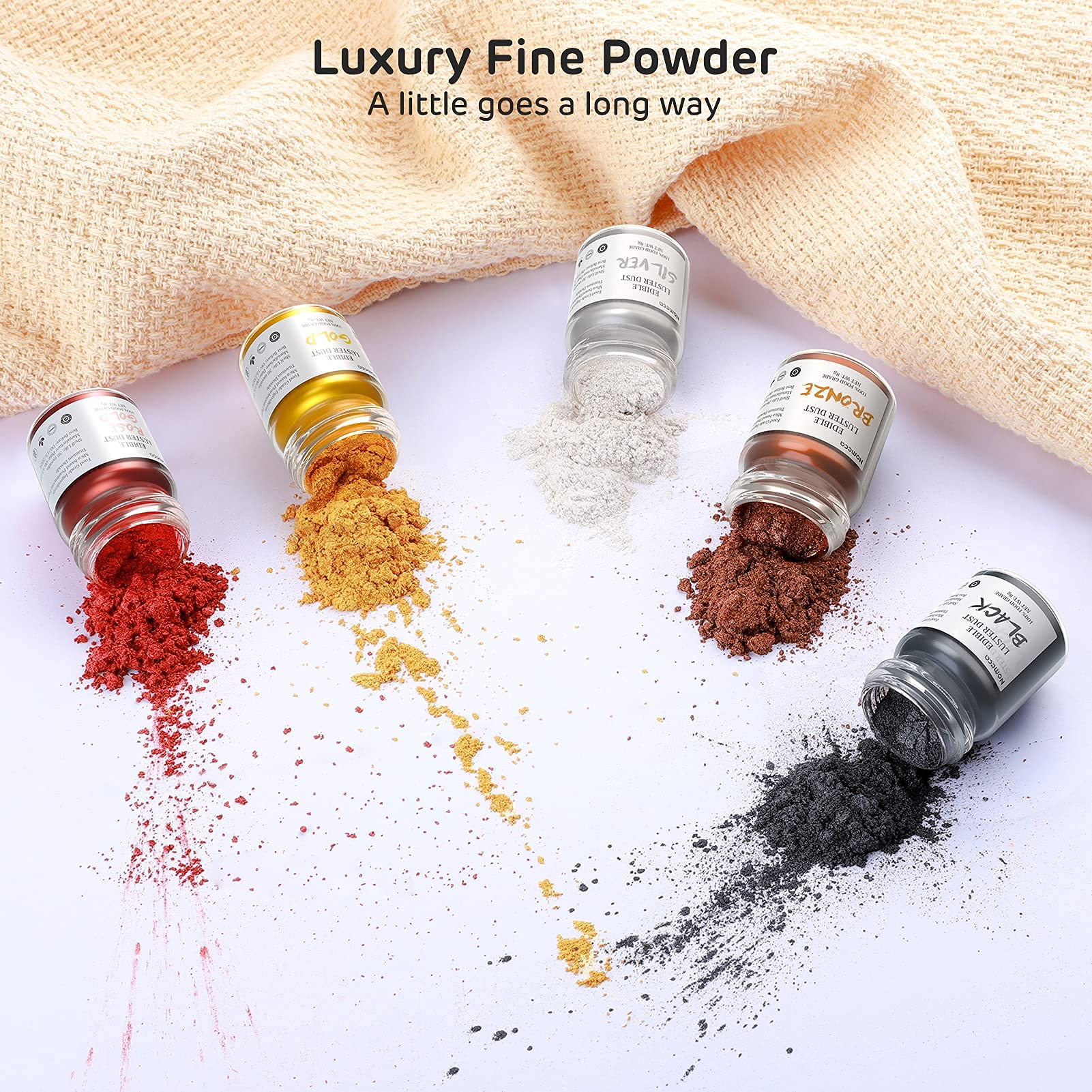 Nomeca gold luster dust on chocolate delivers shimmer.