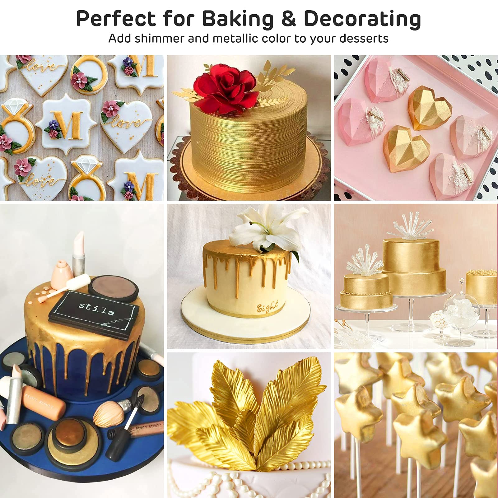 Nomeca gold luster dust on cookies adds radiant sparkle.
