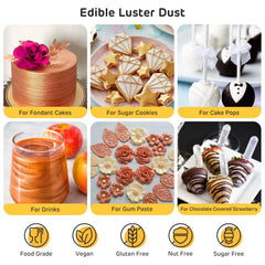 Nomeca gold luster dust on fondant creates metallic highlight.