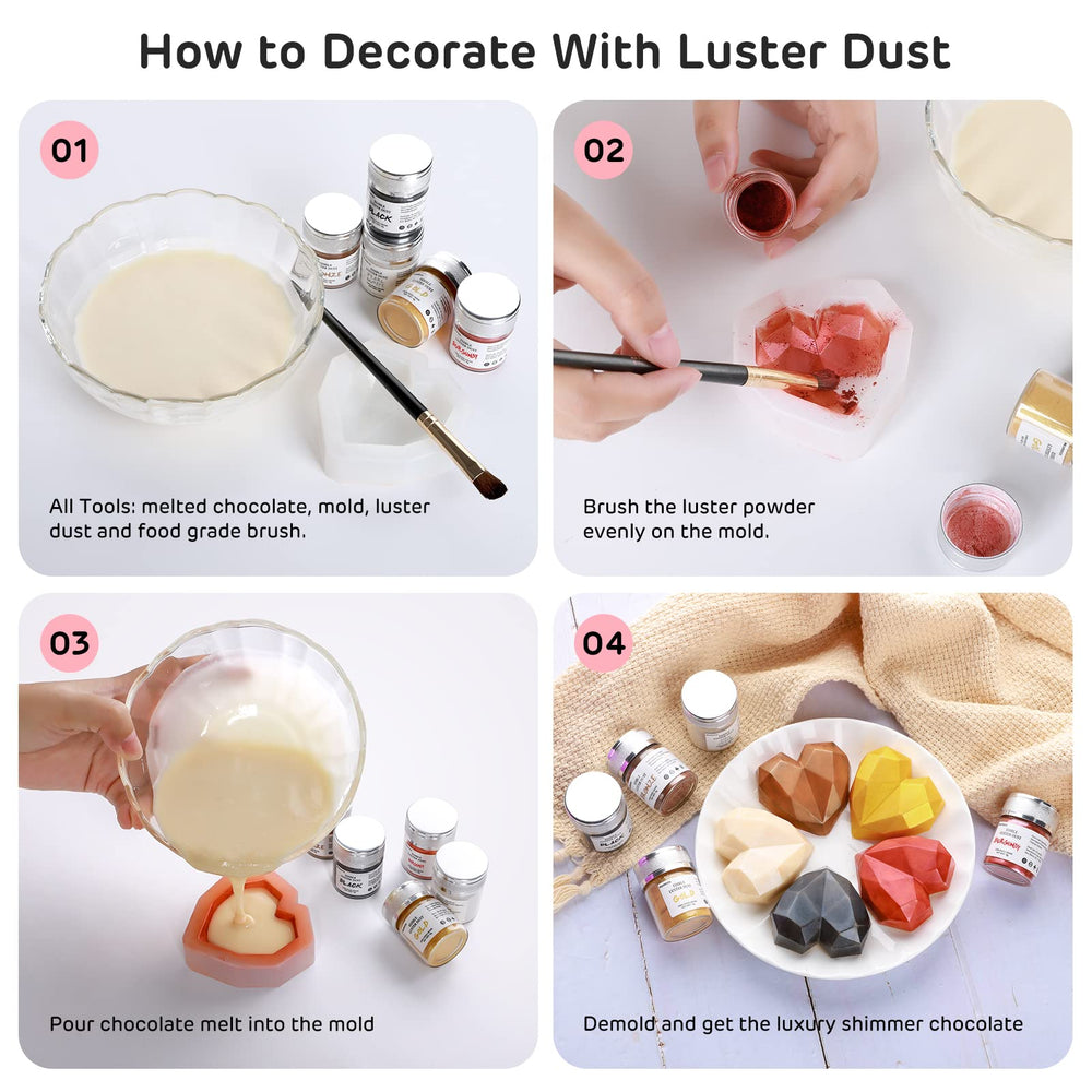 Nomeca luster dust pink in drinks creates a shimmering festive look.
