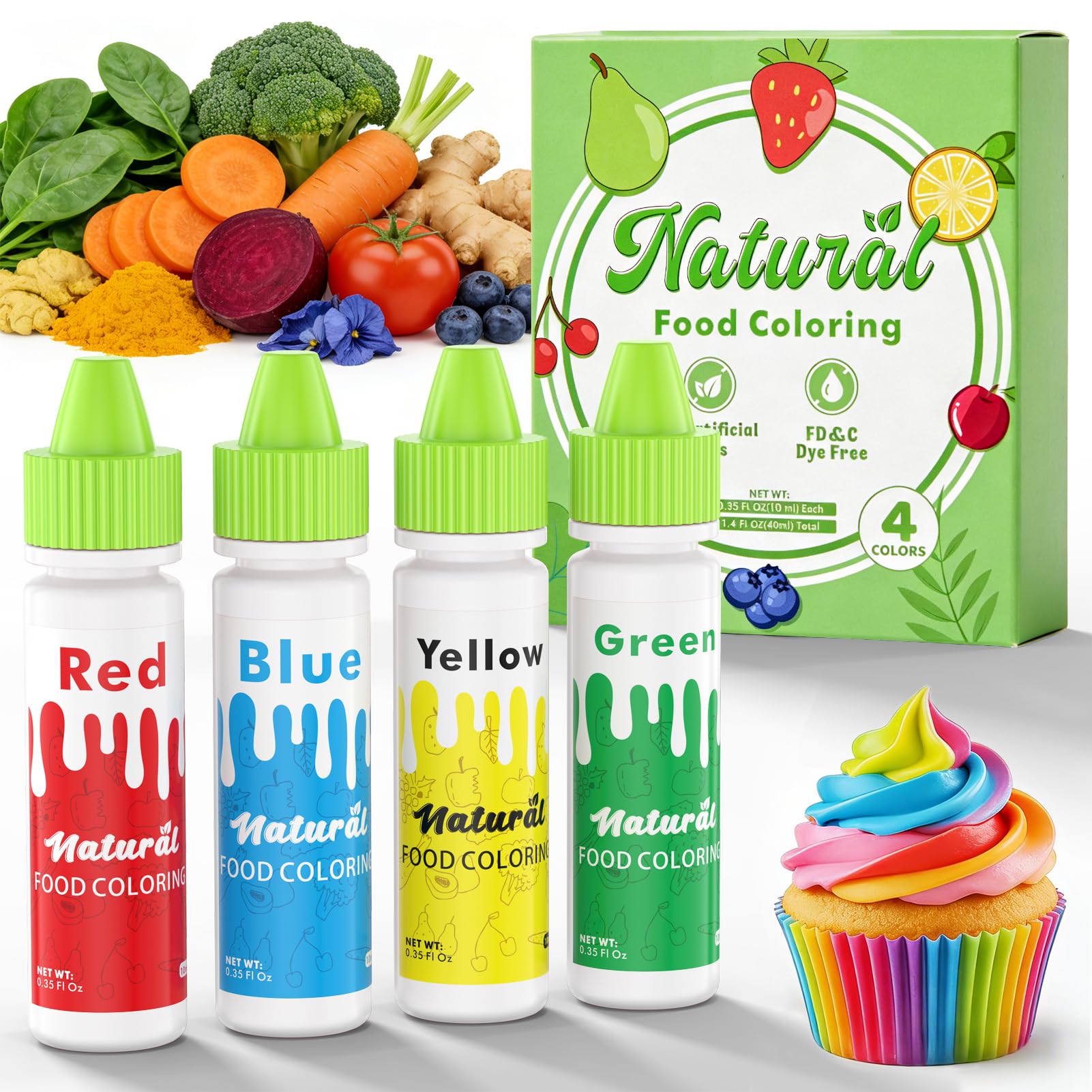 Nomeca red plant-based coloring bottle for vibrant frosting and decorating.